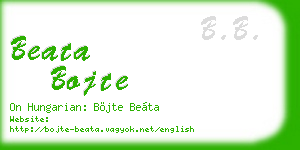 beata bojte business card
